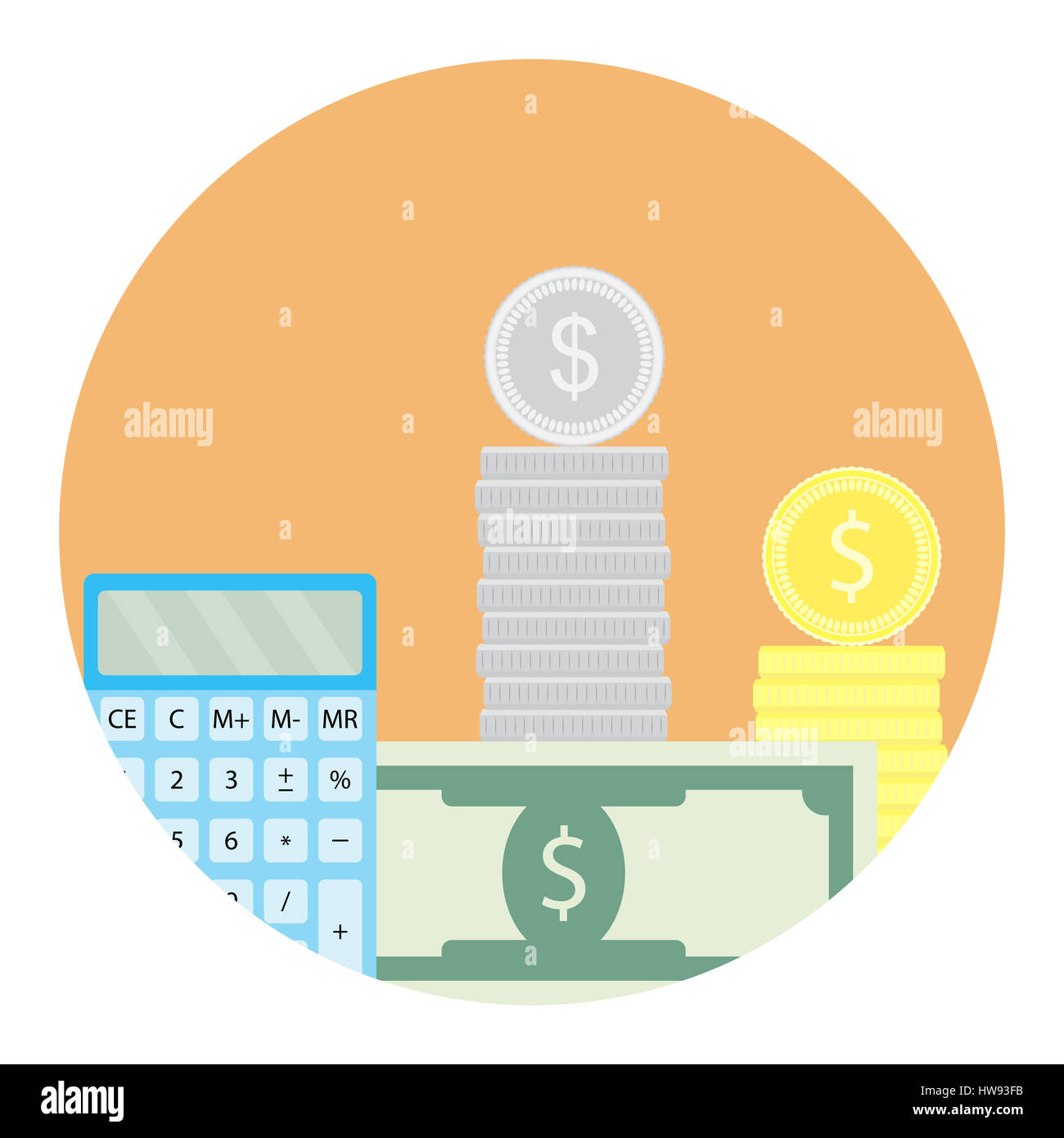 Geld-Symbol zu berechnen. Zahlen Sie Konto Geld zählen, Finanz-app-Symbol. Vektor-illustration Stockfotografie