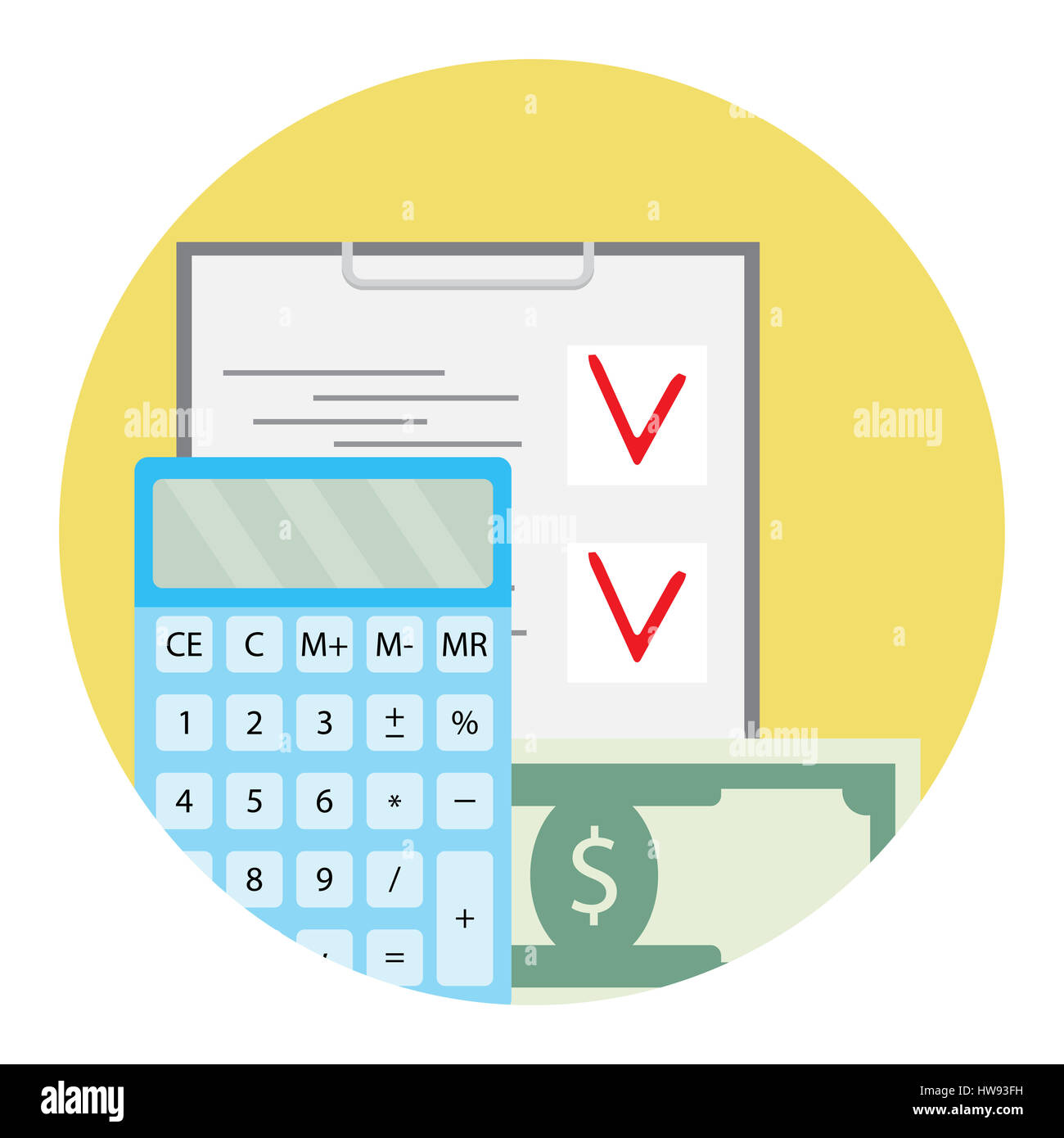 Prüfung der Finanzen. Buchführung und Rechnungslegung, Vektor-Kontodaten Symbol illustration Stockfoto