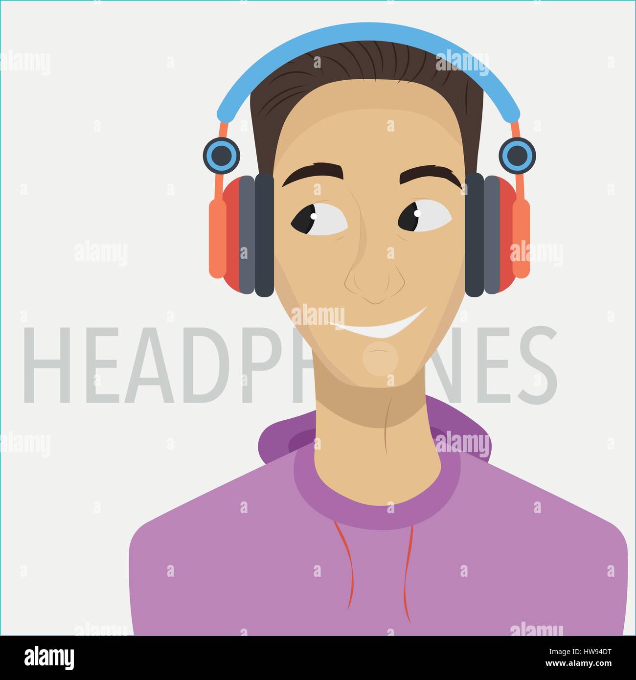 Junger cartoon Mann mit Kopfhörern Stock Vektor