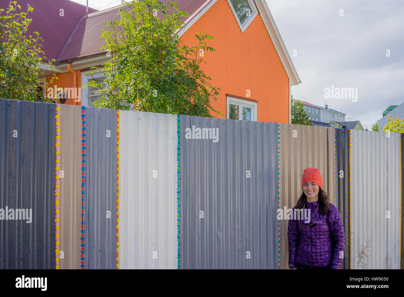 Pulsierende Isländische street scene Stockfoto