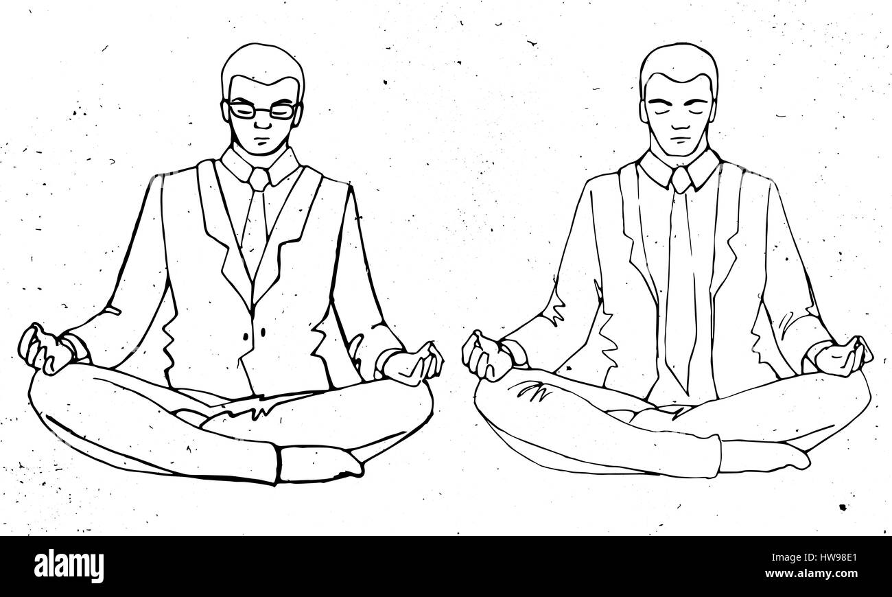 Geschäftsmann Meditation, Vektor Geschäftsmann Kontur, Geschäftsmann in Lotus Meditation Stock Vektor