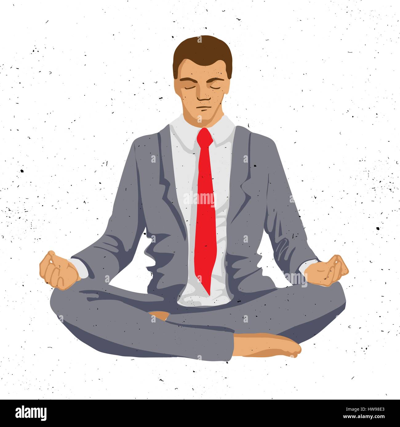 Unternehmer denken während der Meditation, Cartoon-Vektor-Illustration, Geschäftsmann, meditieren Stock Vektor