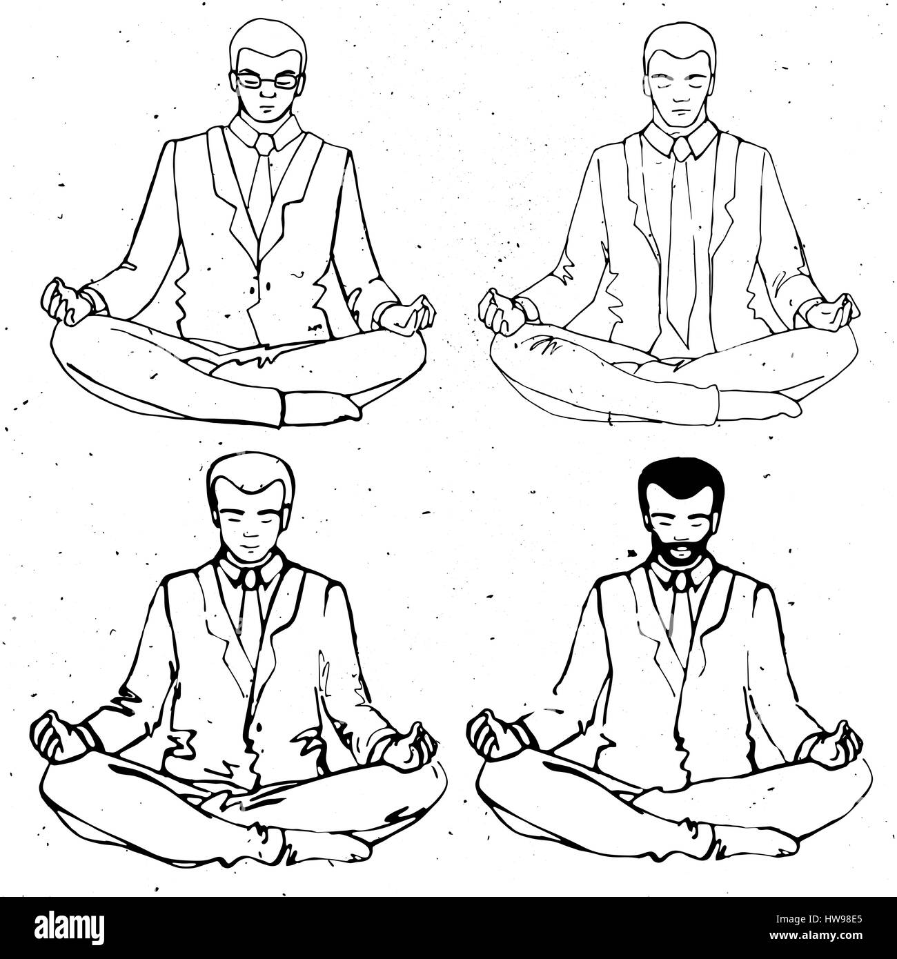 Geschäftsmann Meditation, Vektor Geschäftsmann Kontur, Geschäftsmann in Lotus Meditation Stock Vektor