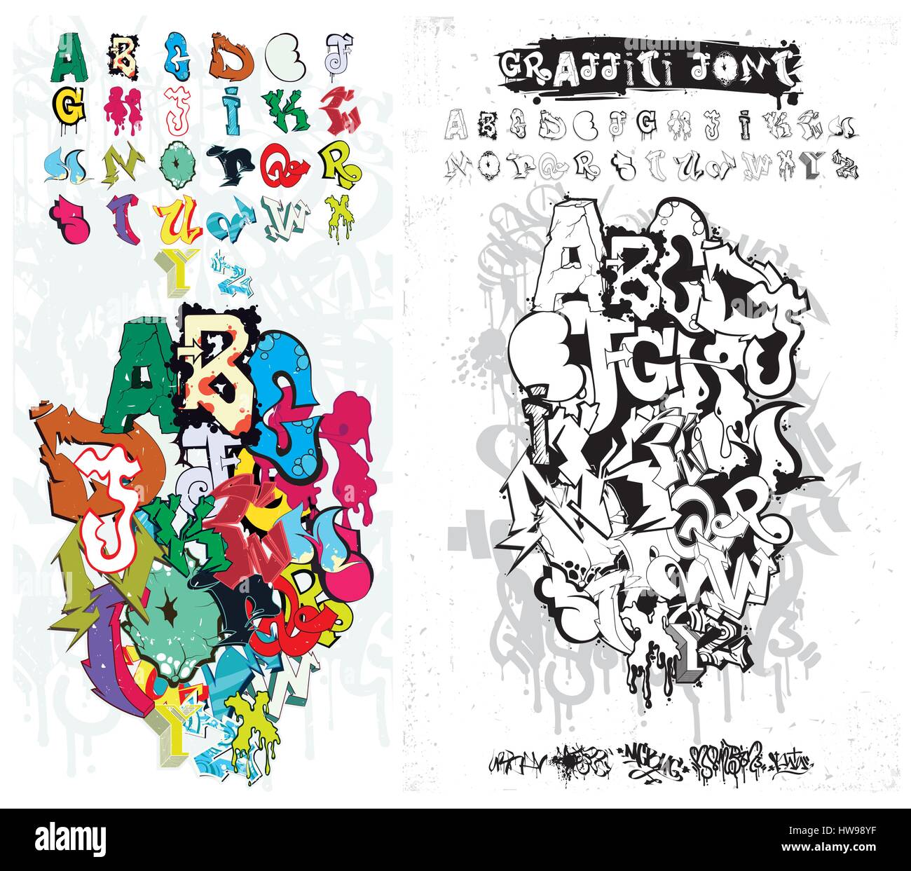 Graffiti Street Art Alphabet Stock Vektor
