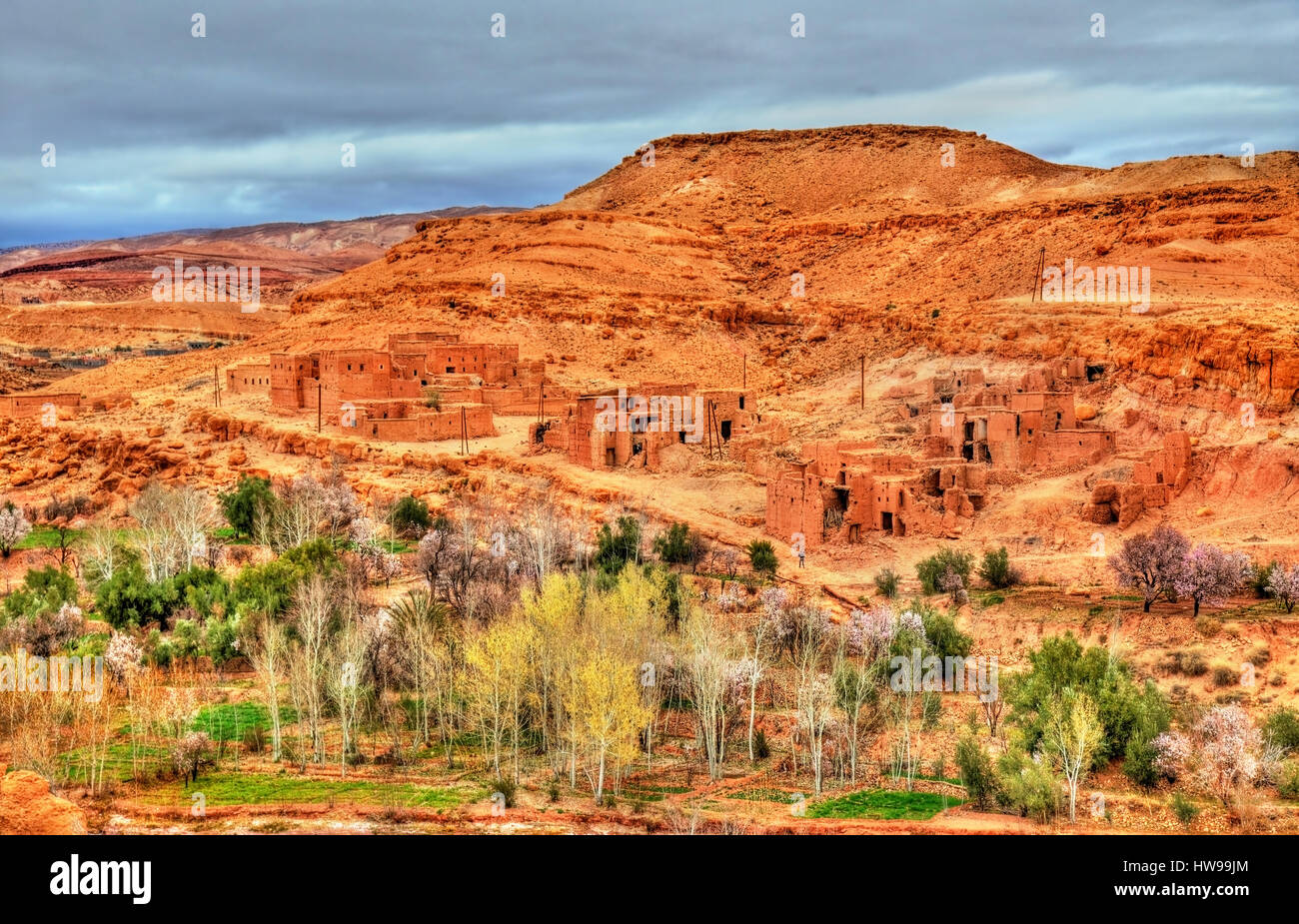 Landschaft des Tals Asif Ounila im hohen Atlasgebirge, Marokko Stockfoto