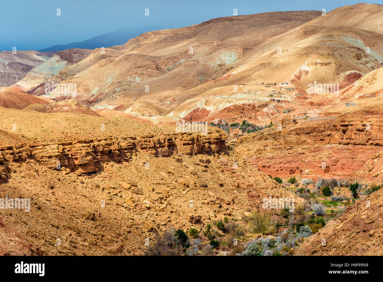 Landschaft des Tals Asif Ounila im hohen Atlasgebirge, Marokko Stockfoto