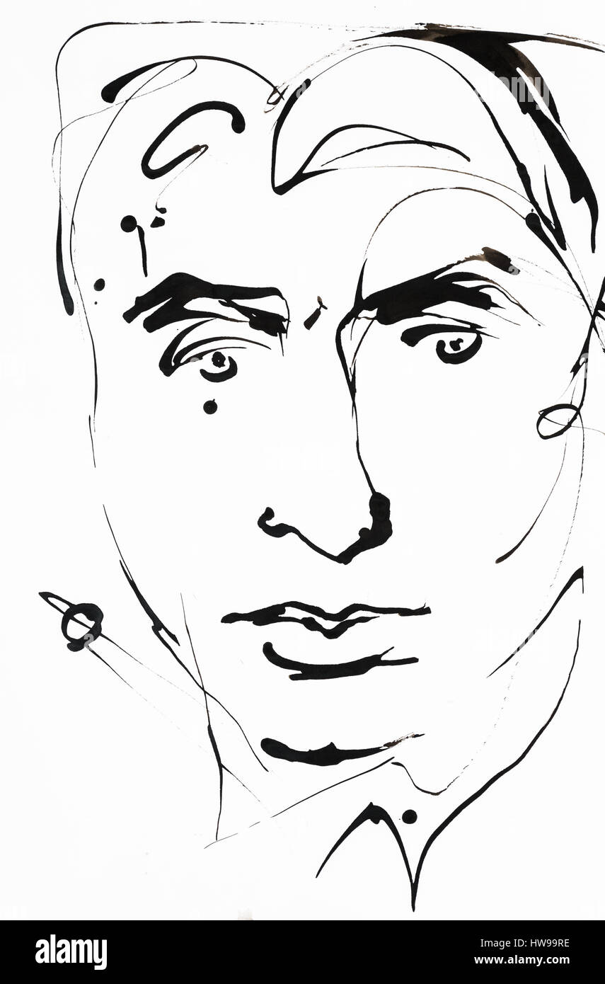 Portrait de Roland Barthes (1915 – 1980), Ecrivain, Kritik Litteraire et Semiologue Francais - Abbildung von Ewa KLOS © Ewa KLOS/Opale Stockfoto