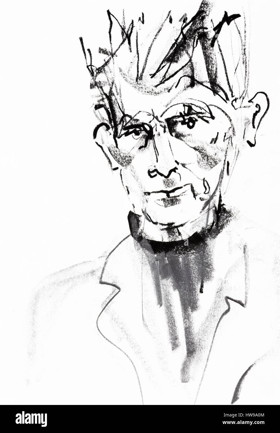 Portrait de Samuel Beckett (1906 – 1989), Ecrivain, Poete et Dramaturg Umschlagtuch - Abbildung von Ewa KLOS © Ewa KLOS/Opale Stockfoto
