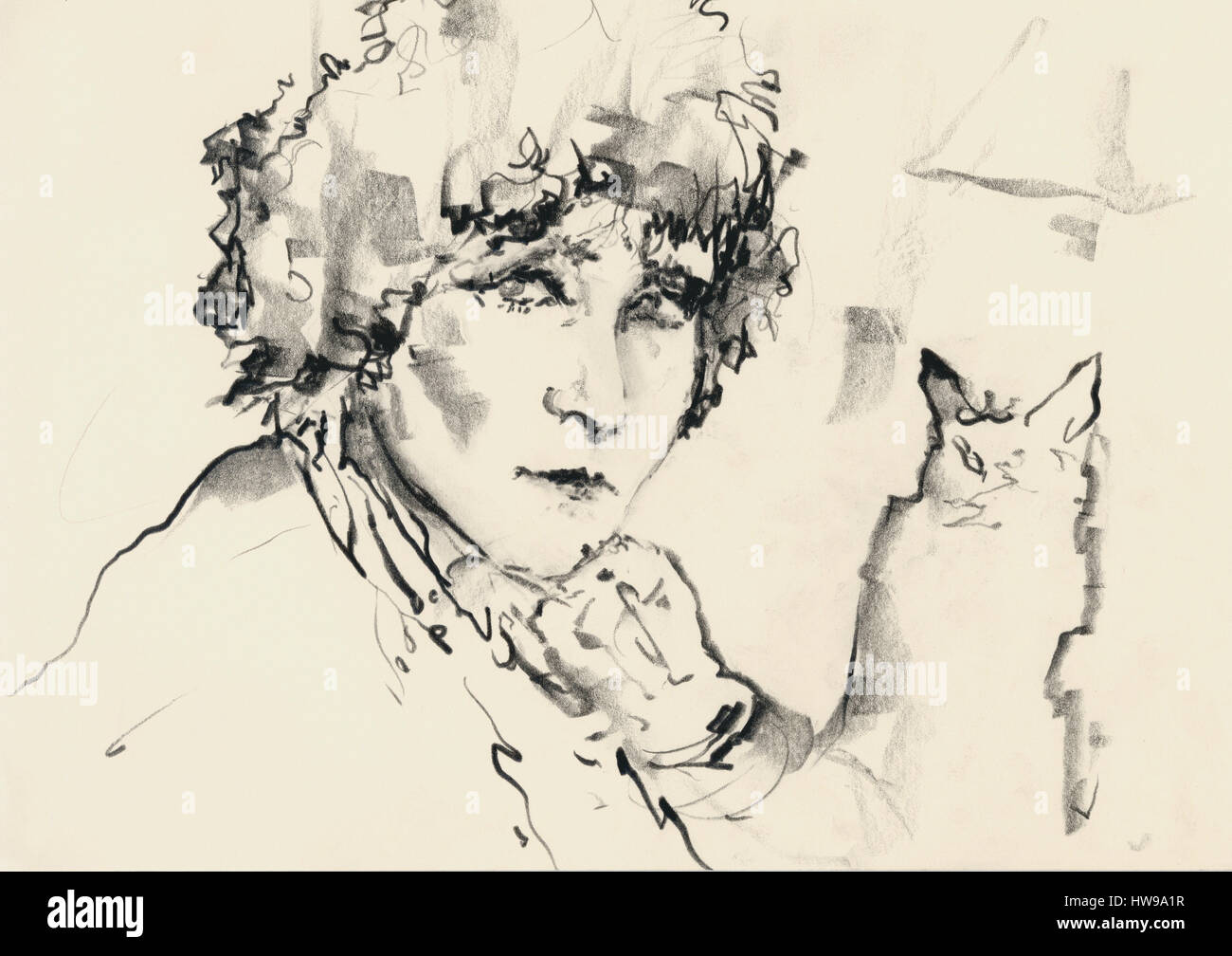 Portrait de Colette (Sidonie Gabrielle Colette, 1873-1954), Femme de Lettres, Romanciere Francaise - Abbildung von Ewa KLOS © Ewa KLOS/Opale Stockfoto