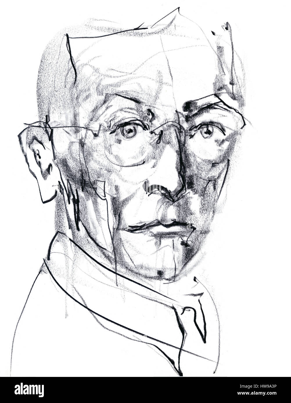 Portrait de Hermann Hesse (1877-1962), romancier, Poete, Essayiste Allemand, Puis Suisse - Abbildung von Ewa KLOS © Ewa KLOS/Opale Stockfoto