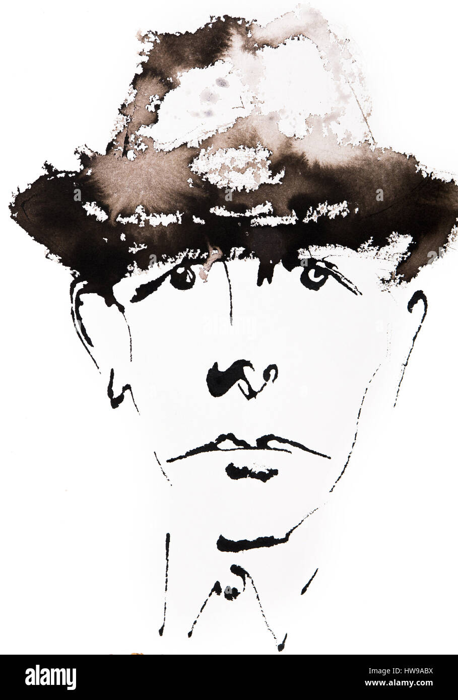 Portrait de Leonard Cohen (1934-2016), Illustration von Ewa KLOS © Ewa KLOS/Opale Stockfoto