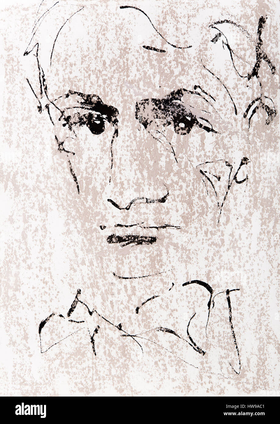 Portrait de Charles Baudelaire (1821-1867), Illustration von Ewa KLOS © Ewa KLOS/Opale Stockfoto