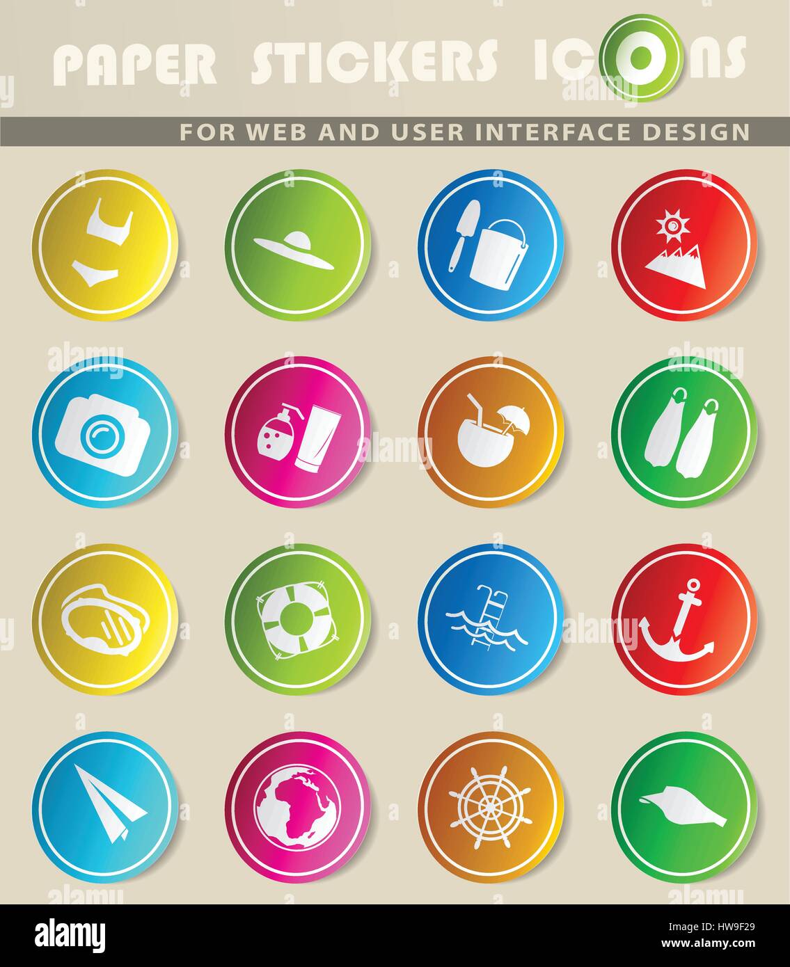Strand-Vektor-Icons für User Interfacedesign Stock-Vektorgrafik - Alamy