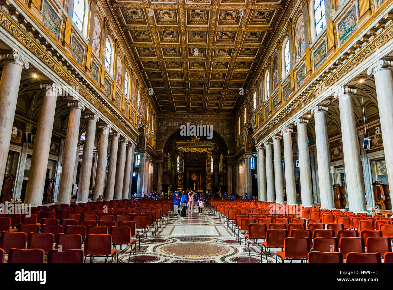 Kirchenschiff. Basilica di Santa Maria Maggiore - Basilika von Saint Mary Major- oder Kirche Santa Maria Maggiore. Rom, Lazio, Italien, Europa. Stockfoto