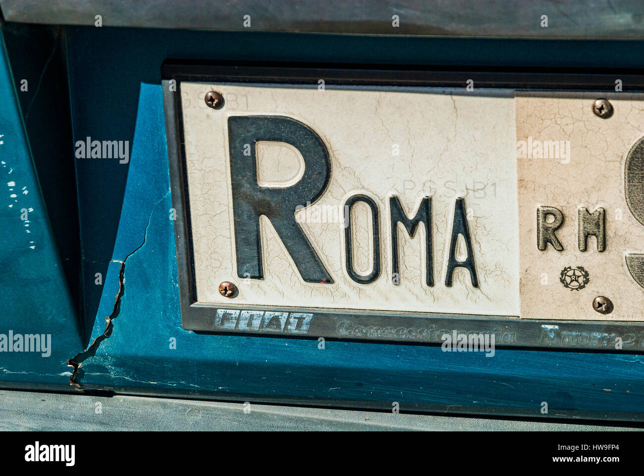 Auto-Kennzeichen. Rom, Lazio, Italien, Europa. Stockfoto