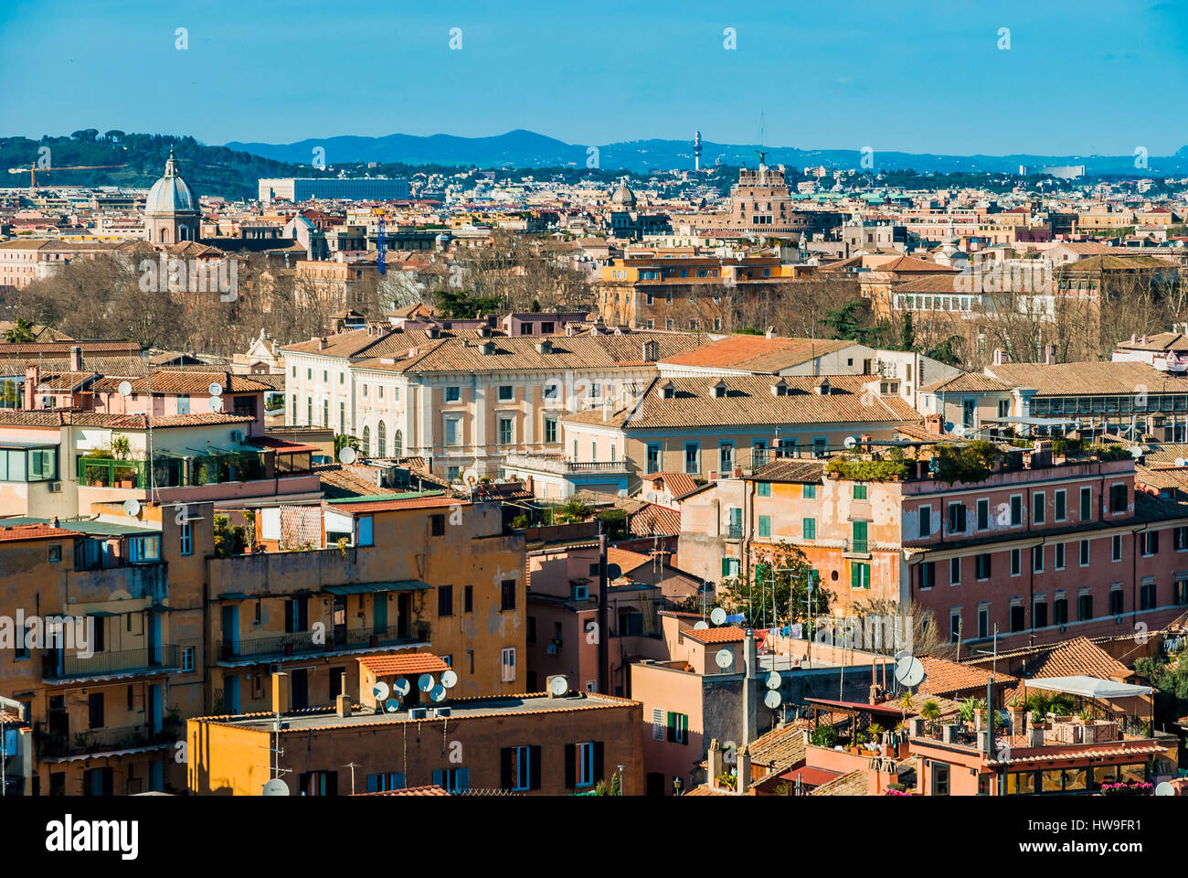 Panoramica Roms von der Piazzale Giuseppe Garibaldi. Rom, Lazio, Italien, Europa. Stockfoto
