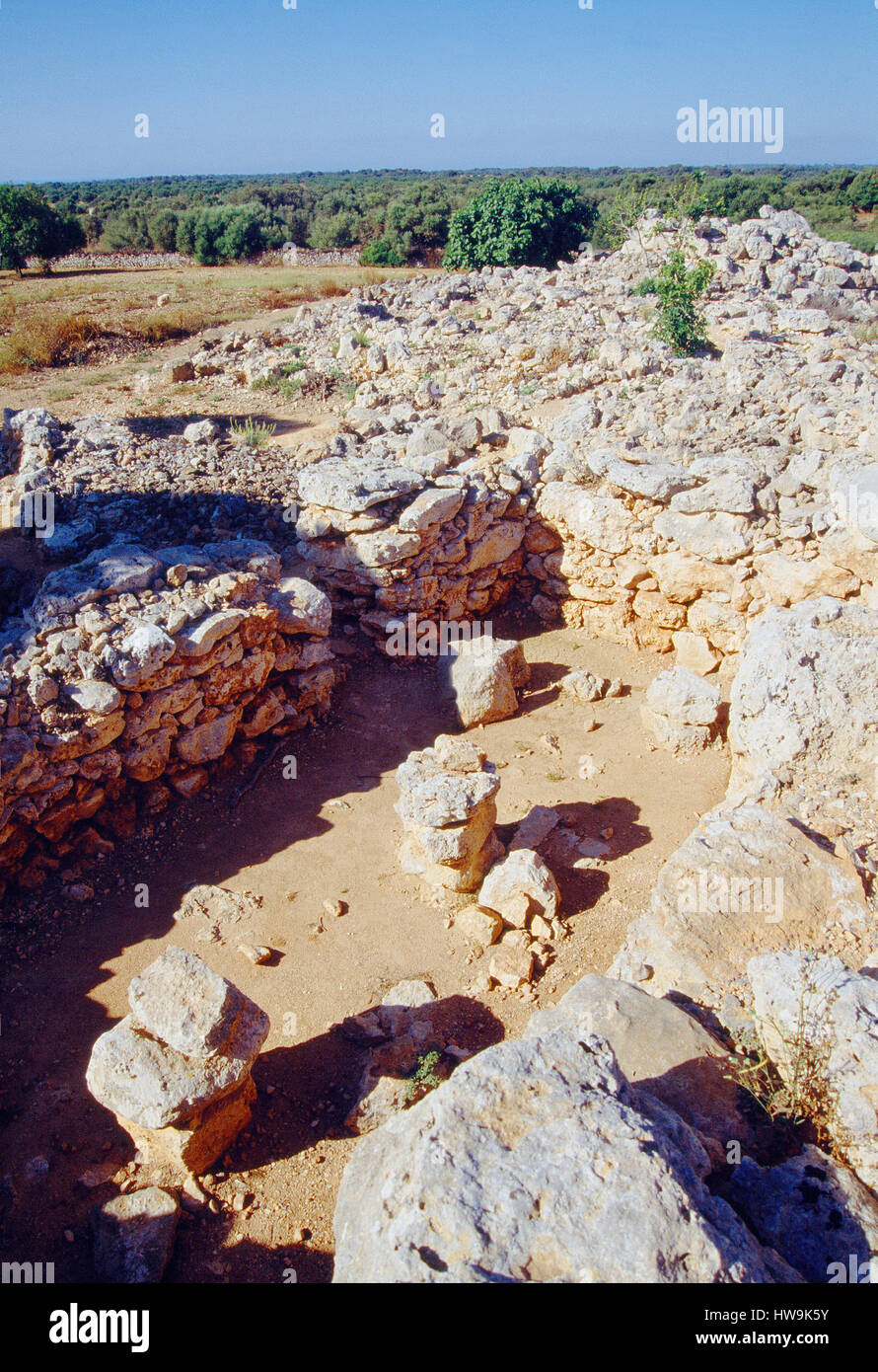 Talayot, Megalith-Monument. Capocorb Vell, Mallorca Insel, Balearen, Spanien. Stockfoto