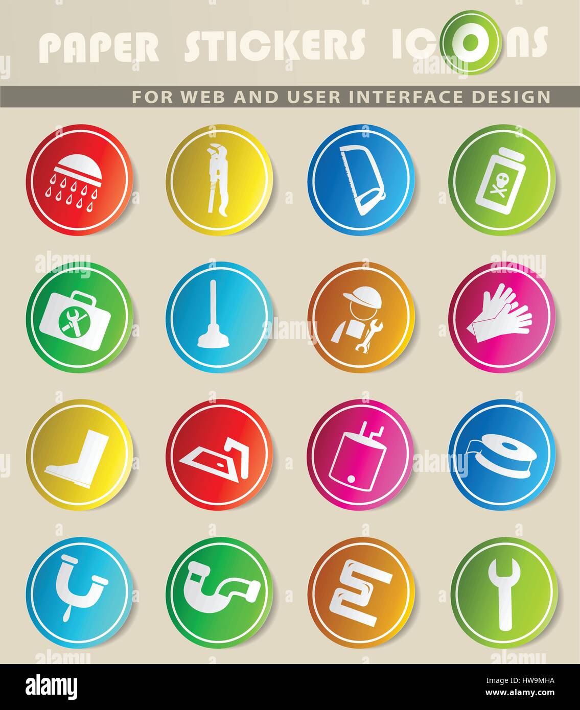 Sanitär-Service-Vektor-Icons für User Interfacedesign Stock Vektor