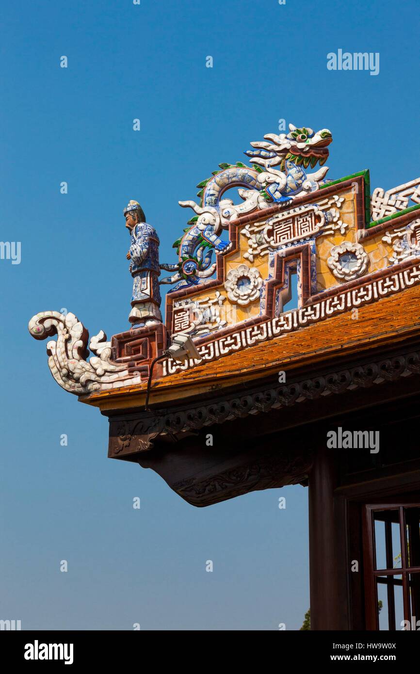 Vietnam, Hue, Hue Kaiserstadt, Lesesaal des Kaisers, Gebäude detail Stockfoto