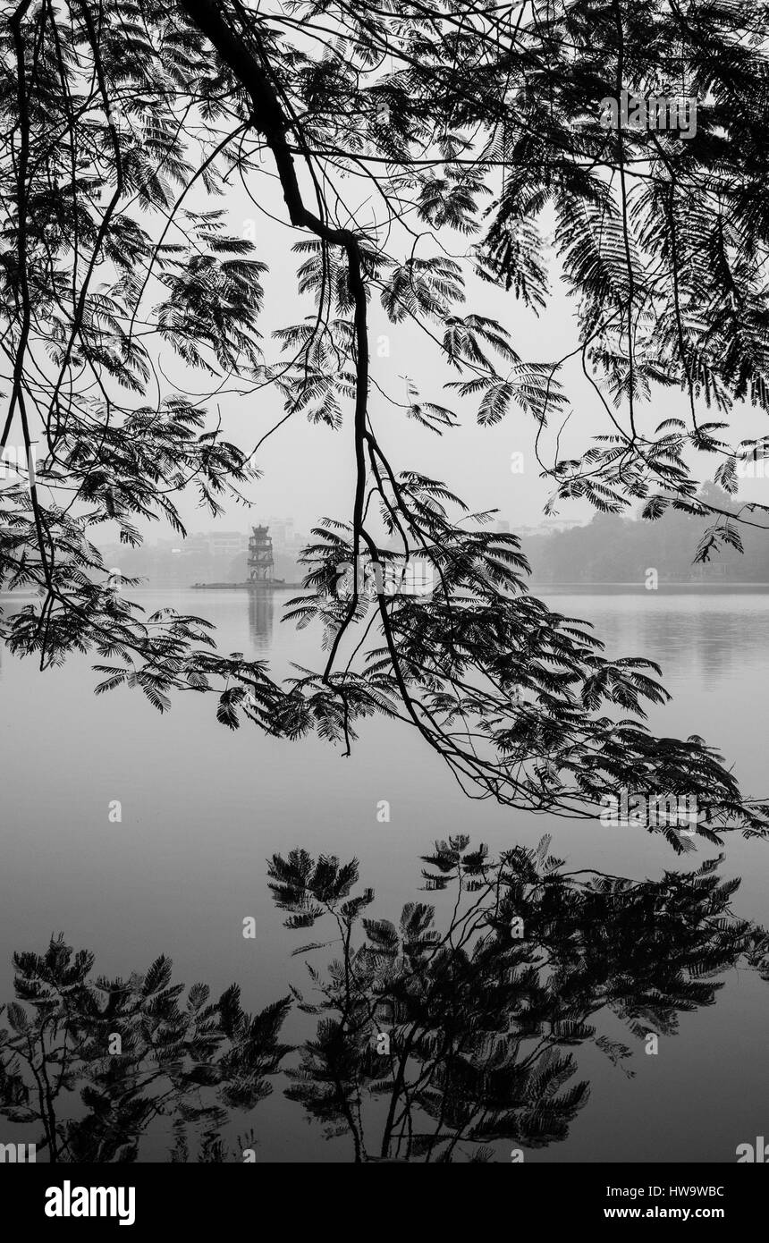Vietnam, Hanoi, Hoan-Kiem-See und Thap Rua, Schildkröten-Pagode Stockfoto