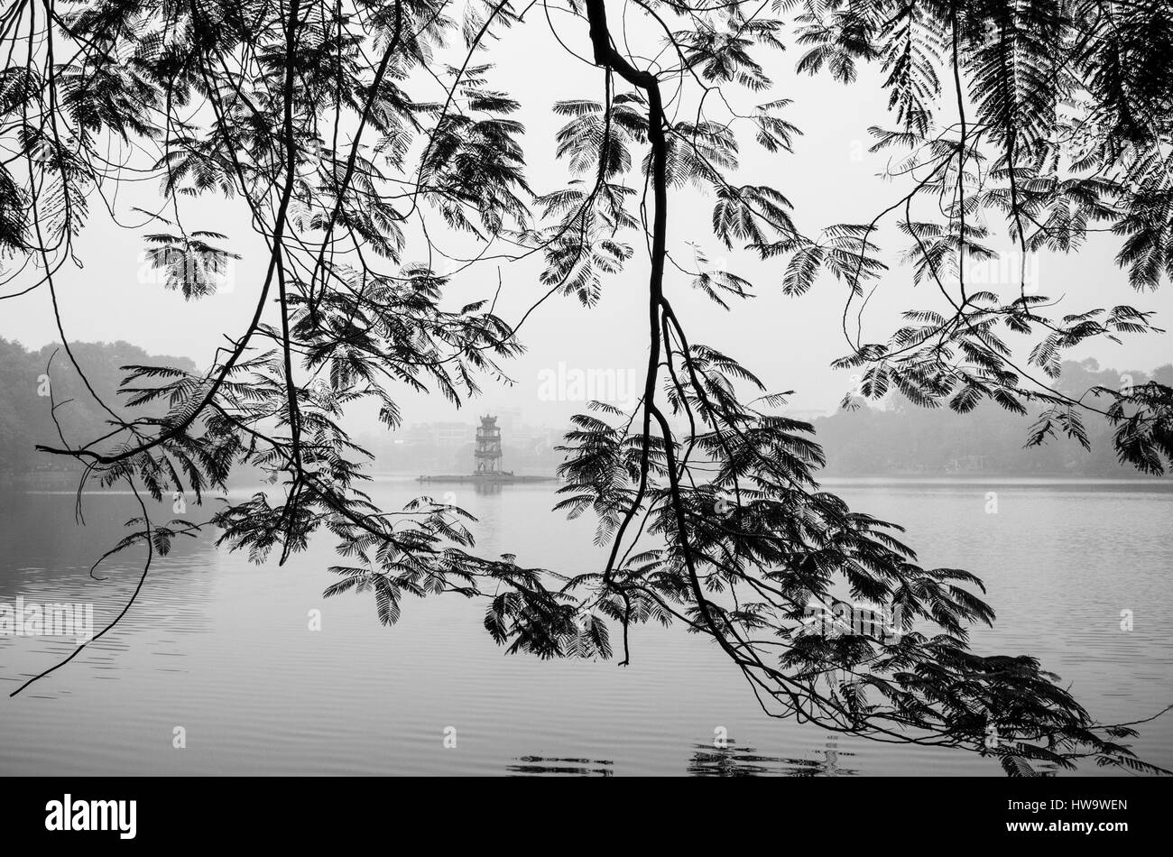 Vietnam, Hanoi, Hoan-Kiem-See und Thap Rua, Schildkröten-Pagode Stockfoto