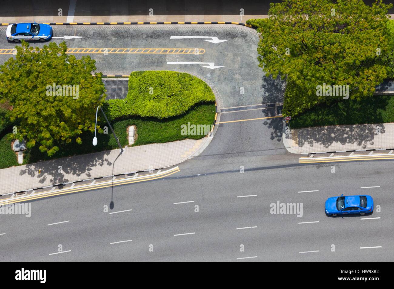 Singapur, erhöhten Blick über Stamford Road traffic Stockfoto