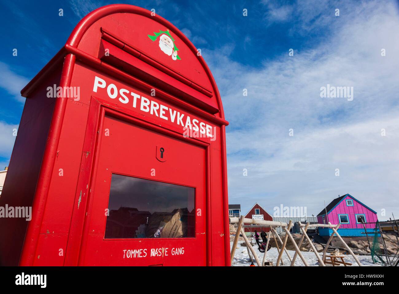 Grönland, Disko-Bucht, Ilulissat, Santas riesige Mailbox Stockfoto