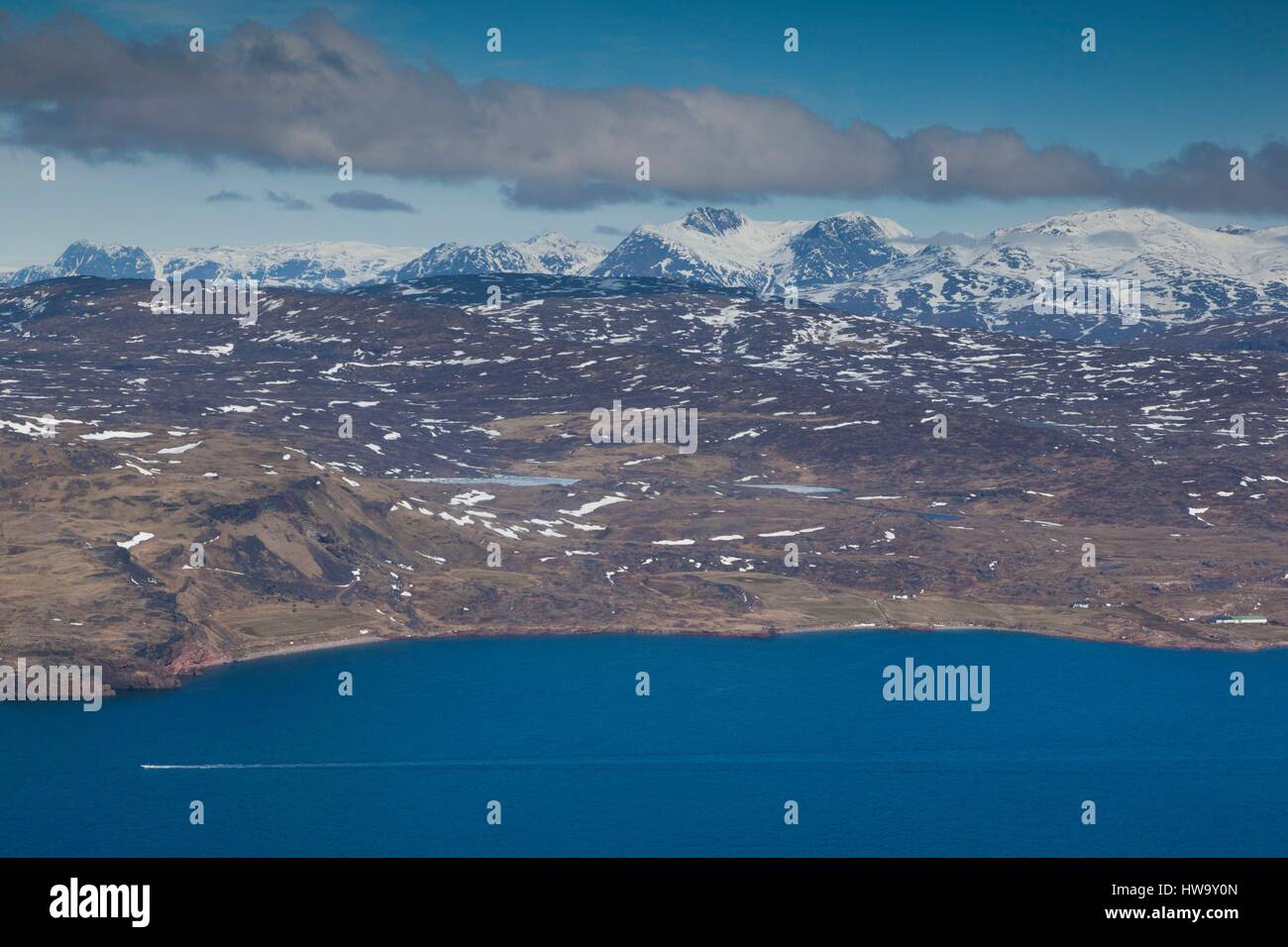Grönland, Narsarsuaq-Bereich, Tunulliarfik Fjord (Luftbild) Stockfoto