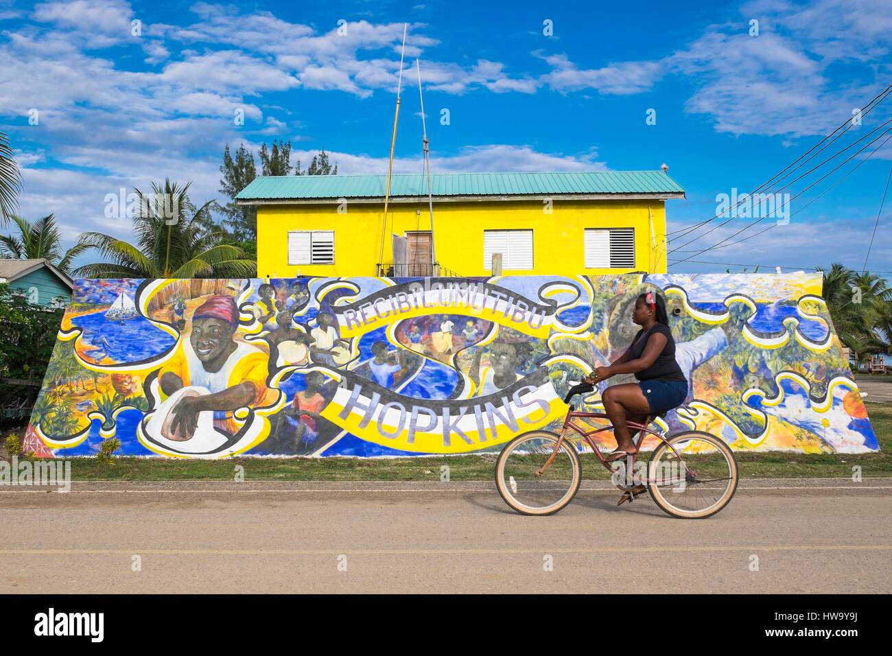 Belize, Stann Creek District, Hopkins, Garifuna Fischerdorf Stockfoto