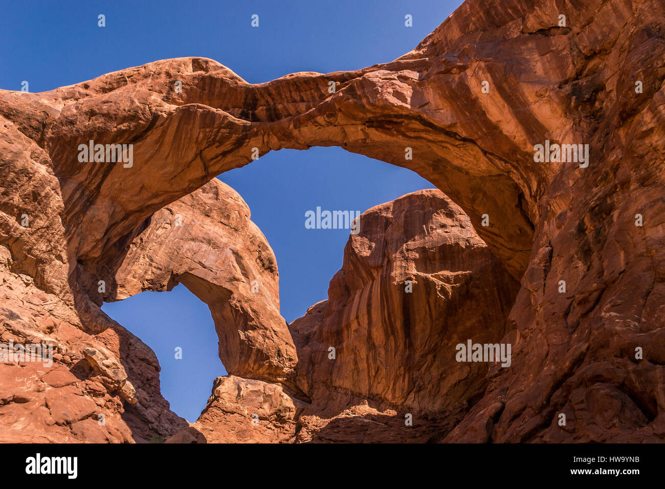 Doppelbogen, Arches-Nationalpark, Utah Stockfoto