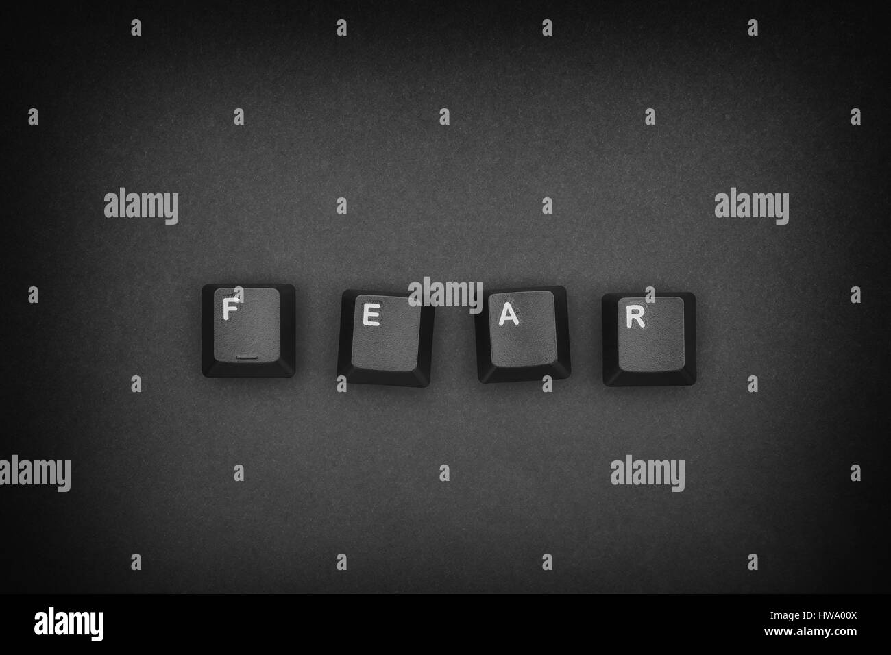 Wort "Angst" mit Computer-Tastatur-Tasten geschrieben. Konzept-Bild. Stockfoto