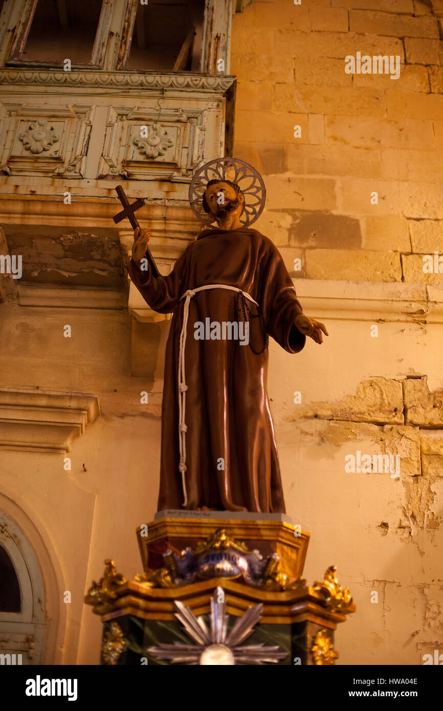 Religiöse Statue am Fontana Gozo Malta errichtet, um die Destival des Heiligsten Herzens Jesu zu feiern Stockfoto