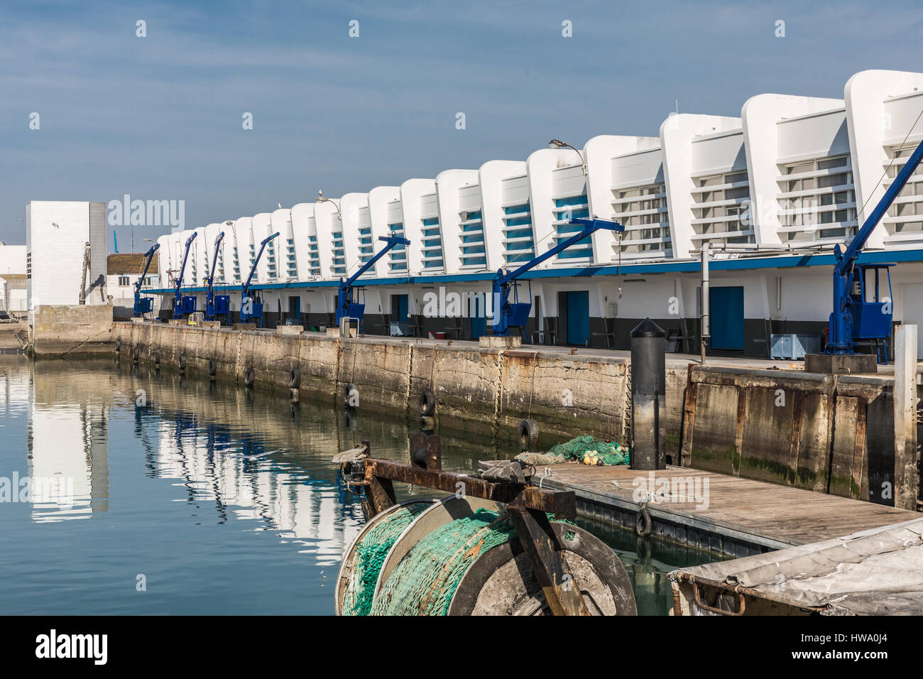 Die Fischauktion in den Hafen von Les Sables d ' Olonne (Vendee, Frankreich) Stockfoto