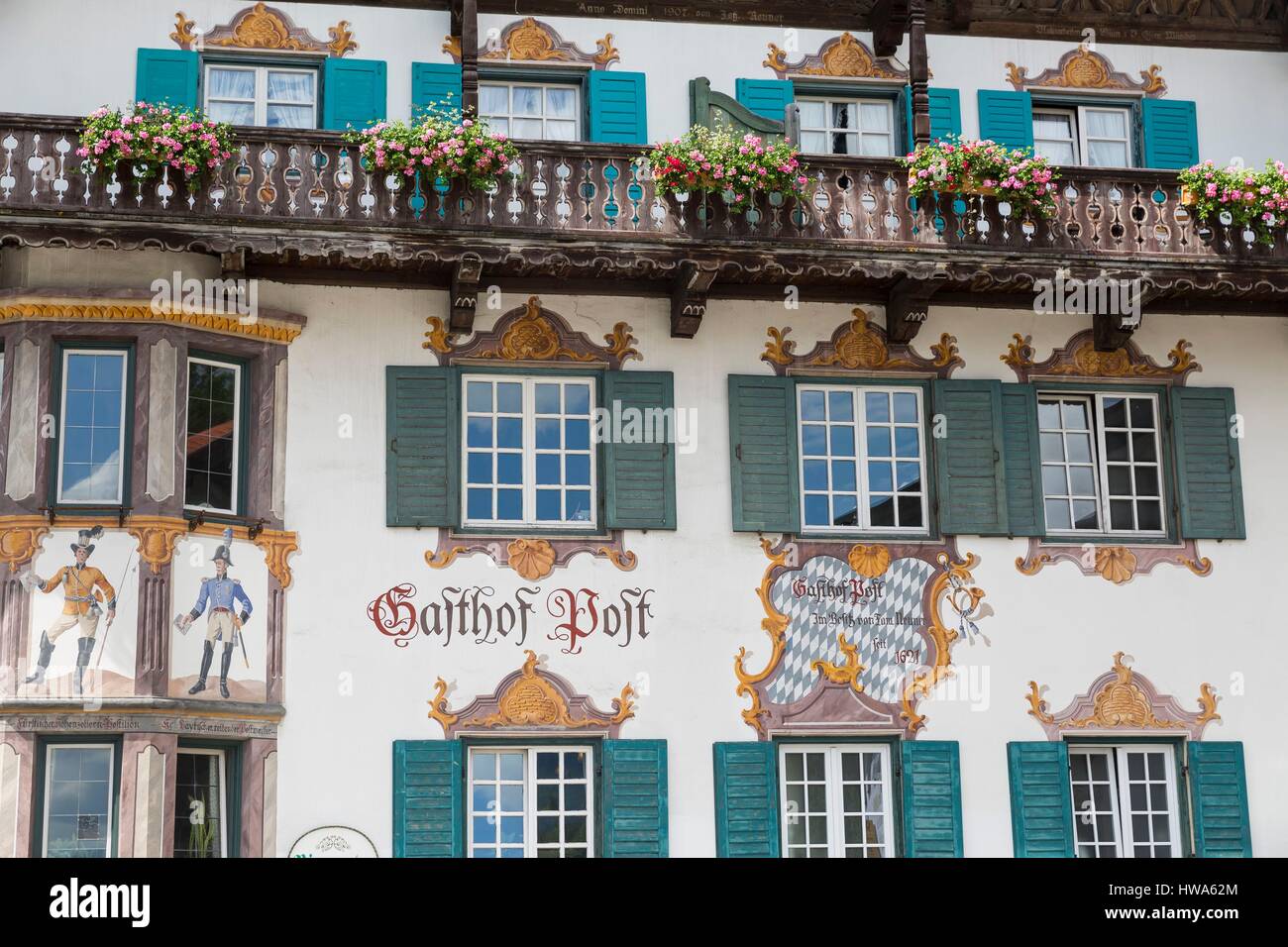 Deutschland, Bayern, Wallgau, dekoriert Häuser Stockfoto