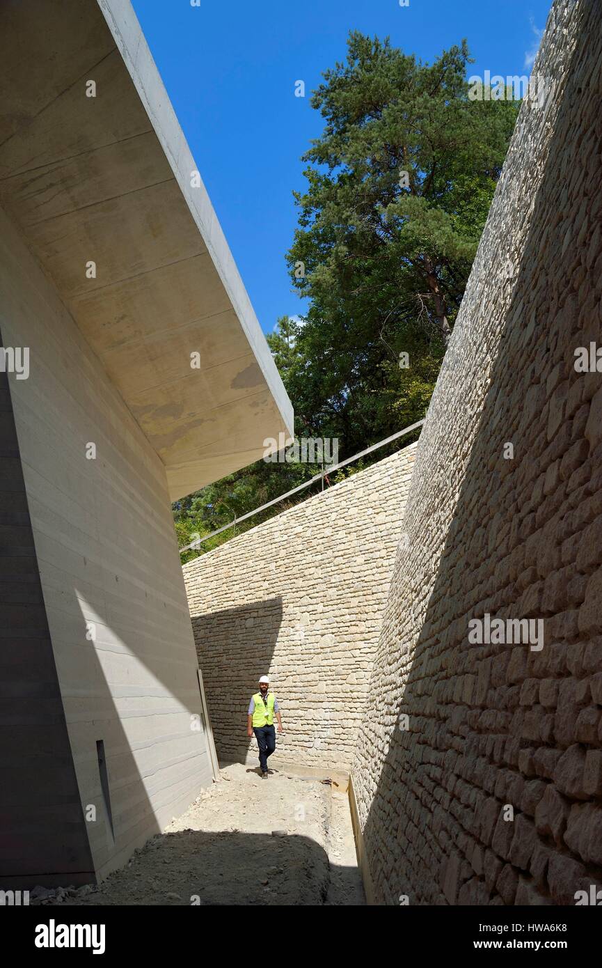Frankreich, Dordogne, Montignac, Montignac Lascaux parietalen Kunst international Centre (Lascaux 4) Baustelle entwickelt, durch das norwegische Architektur Alter Stockfoto