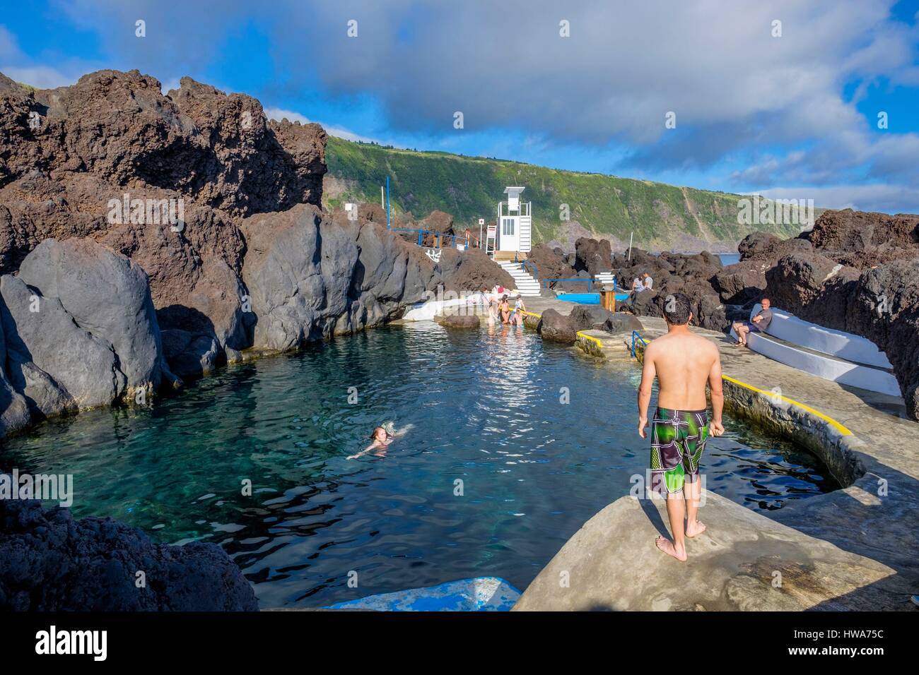 Portugal, Azoren, Faial Insel Naturschwimmbäder Varadouro Stockfoto