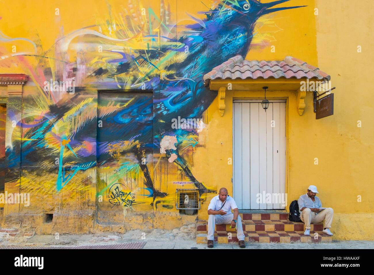 Kolumbien, Bolivar Abteilung, Cartagena, Altstadt als Weltkulturerbe der UNESCO, Getsemani Nachbarschaft, Plaza De La Santisima Trinidad aufgeführt, Stockfoto