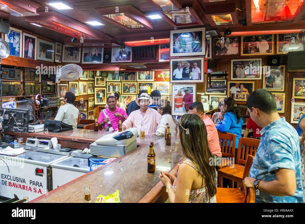 Kolumbien, aufgeführten Bolivar Abteilung, Cartagena, Altstadt als Weltkulturerbe der UNESCO Gebiet von   Centro, bar Salsa, Donde Fidel Stockfoto