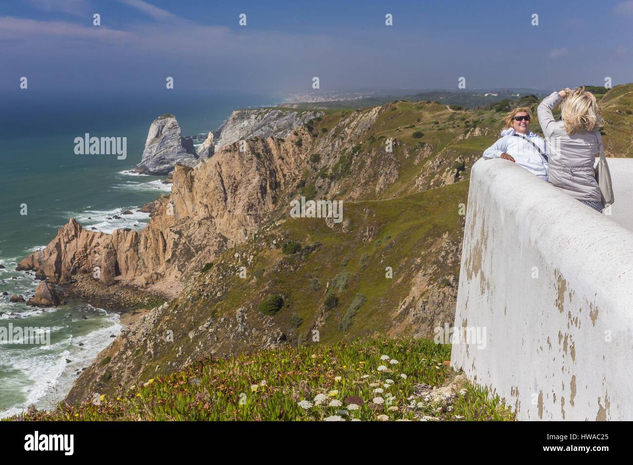 Portugal, Lisboa e Setubal Provinz, Region Lissabon, Sintra, Naturpark Sintra-Cascais, Cabo da Roca, der westlichste Punkt Europas Stockfoto