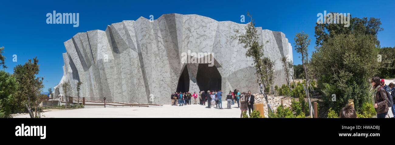 Frankreich, Ardeche, Vallon Pont d ' Arc, eingerichtete Höhle von Pont d ' Arc, bekannt als Grotte Chauvet-Pont d ' Arc, Weltkulturerbe der UNESCO, die facsimil Stockfoto