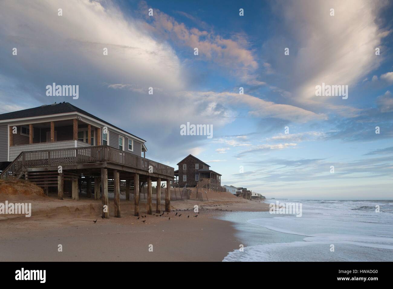 USA, North Carolina, äußere Banken National Seashore, Kitty Hawk, Waterfront, dawn Stockfoto