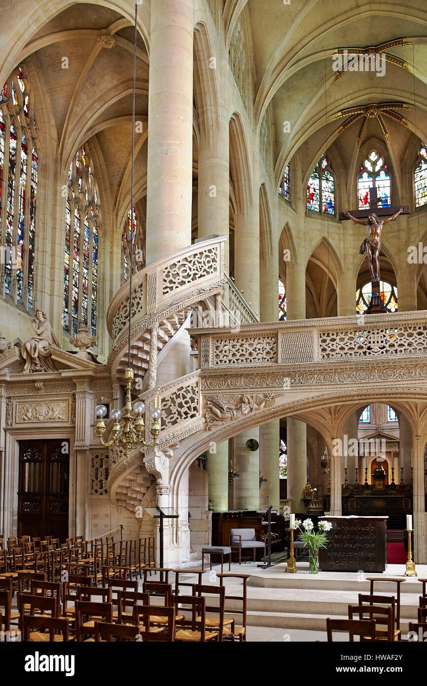 Frankreich, Paris, Montagne Sainte-Geneviève, Eglise Saint Etienne du Mont, Chor von dem Lettner versteckt Stockfoto