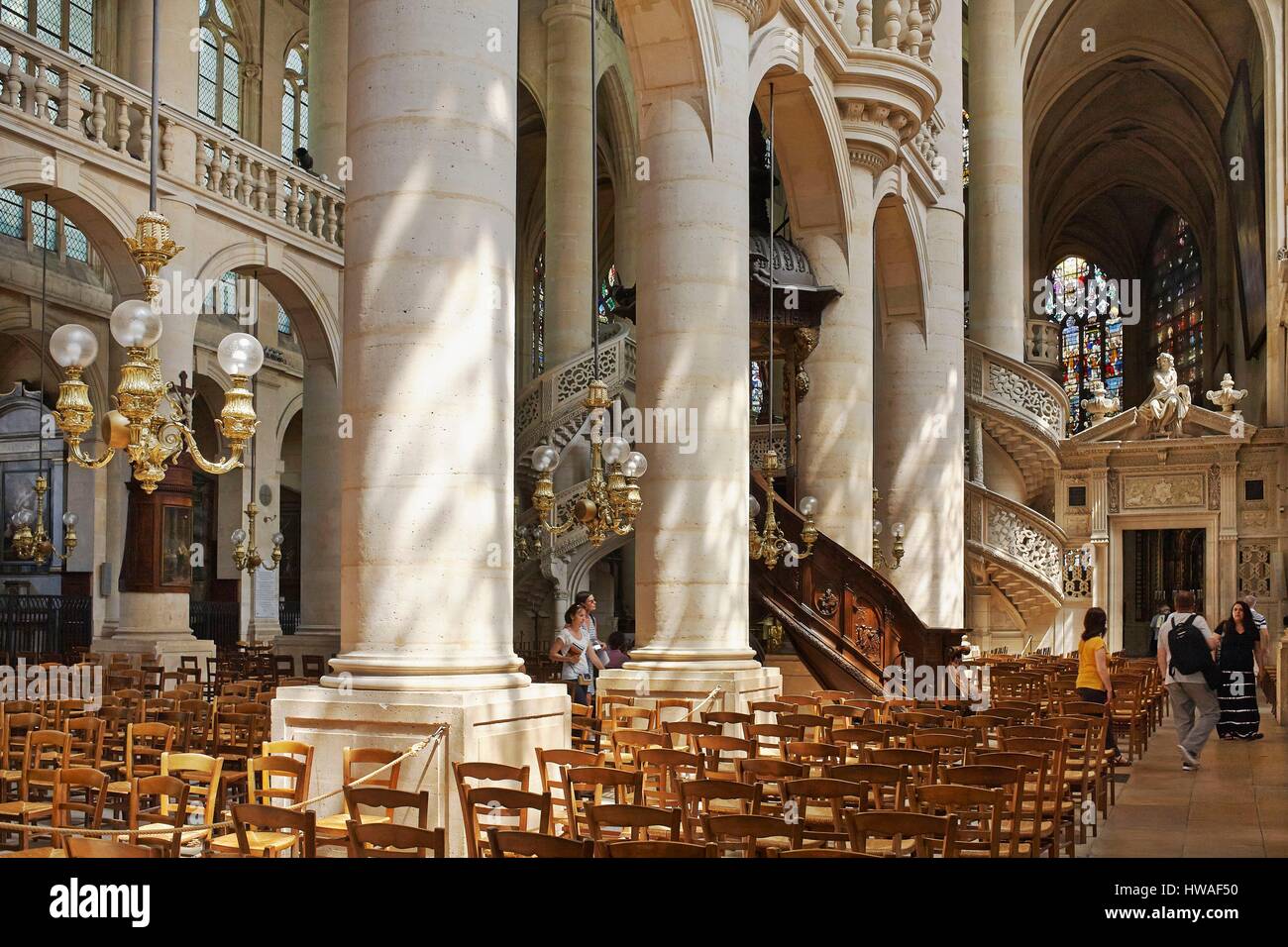 Frankreich, Paris, Montagne Sainte-Geneviève, Eglise Saint Etienne du Mont, Chor von dem Lettner versteckt Stockfoto