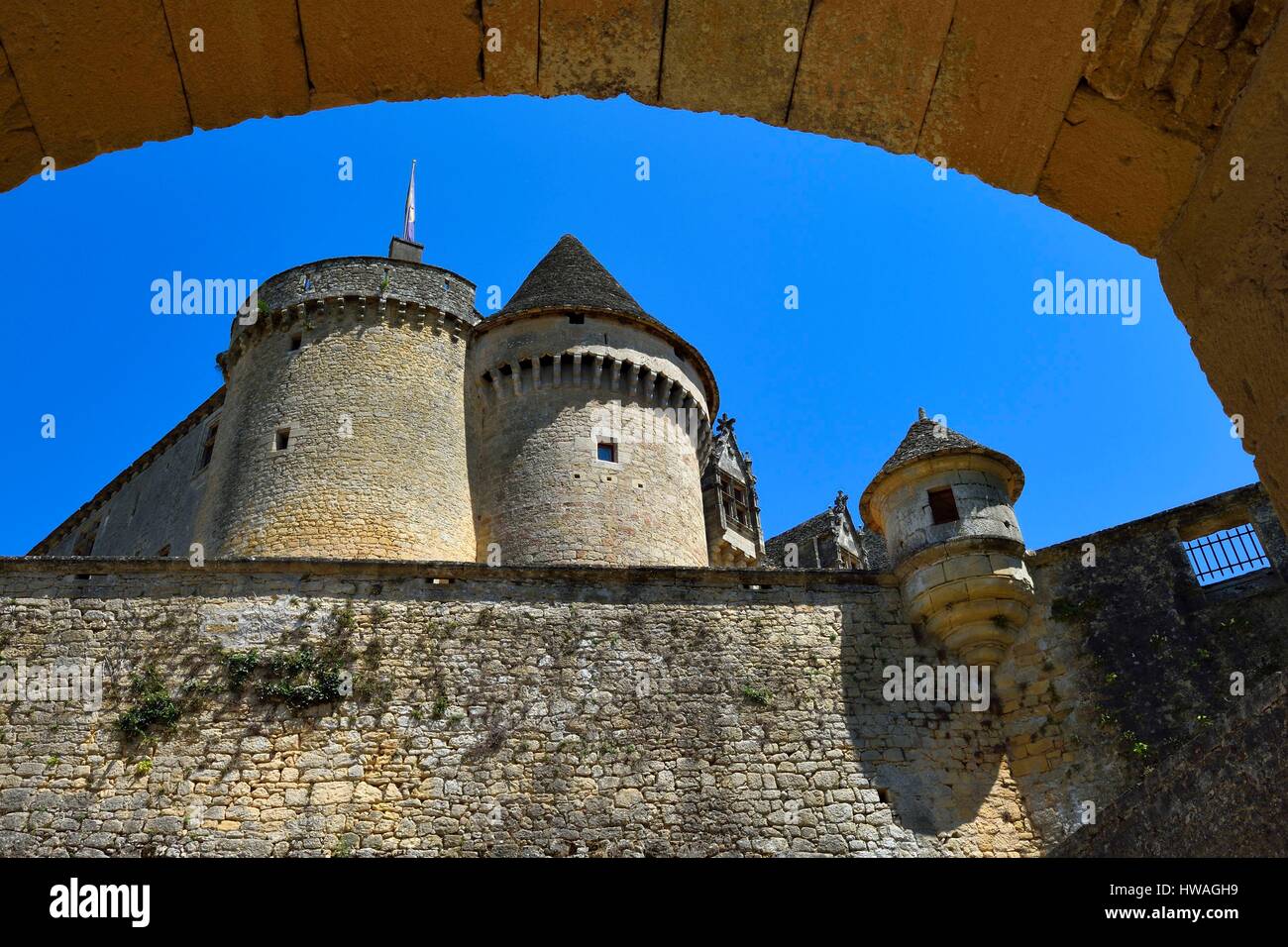 Frankreich, Dordogne, Perigord Noir, Dordogne-Tal, Sainte mondäner, Fenelon Burg Stockfoto