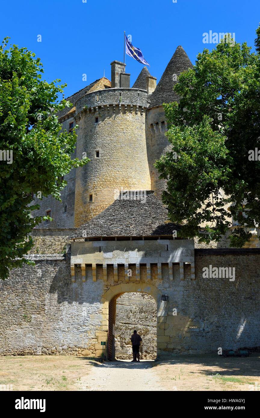 Frankreich, Dordogne, Perigord Noir, Dordogne-Tal, Sainte mondäner, Fenelon schloss die erste Chatelet Stockfoto