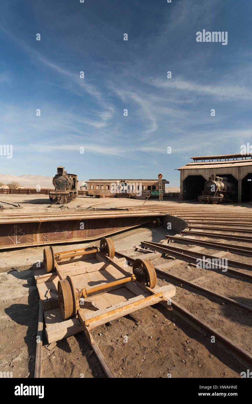 Chile, Baquedano, Bahnhof und museum Stockfoto