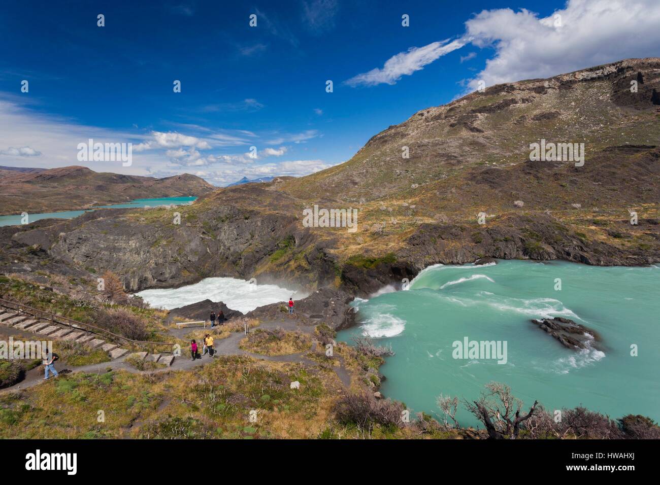 Chile, Magallanes Region Nationalpark Torres del Paine, Salto Grande Wasserfall Stockfoto