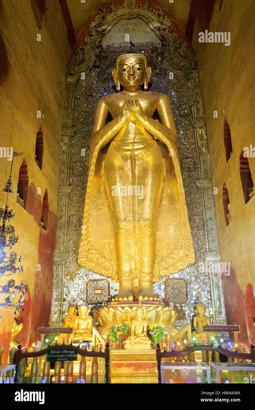 Myanmar, Mandalay Zustand, Bagan, Ananda Tempel, Buddha Stockfoto