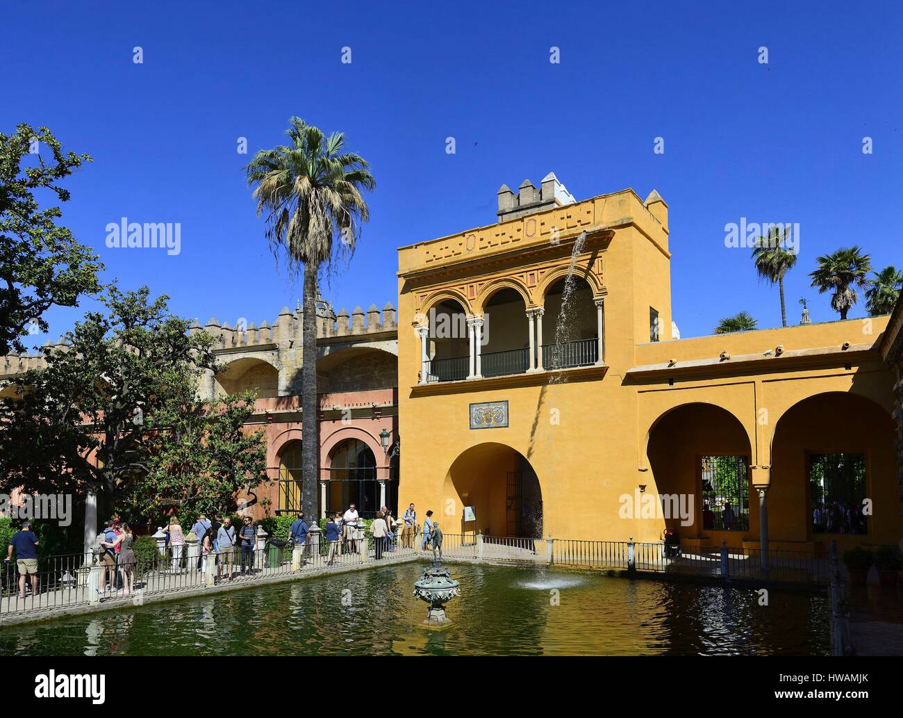 Spanien, Andalusien, Sevilla, dem Alcazar (Reales Alcazares de Sevilla), Weltkulturerbe der UNESCO, der Alcazar Gärten Stockfoto