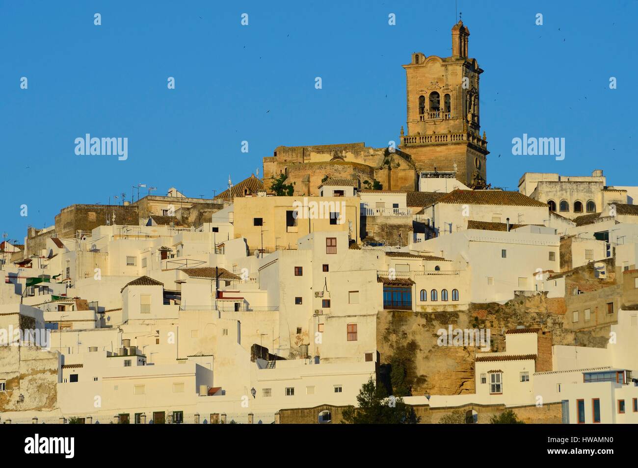 Spanien, Andalusien, weiße Dorf von Arcos De La Frontera, Kirche San Pedro Stockfoto
